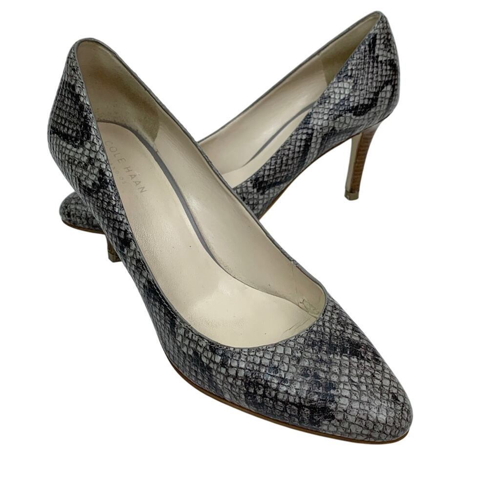 Cole Haan Snakeskin Almond Toe 3.5” Heels Women’s Size 8B Python Print Pumps - Picture 10 of 10